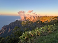 Furthest lookout that was open in the Waimea Canyon state park near sunset