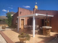 The covered outside area for eating
