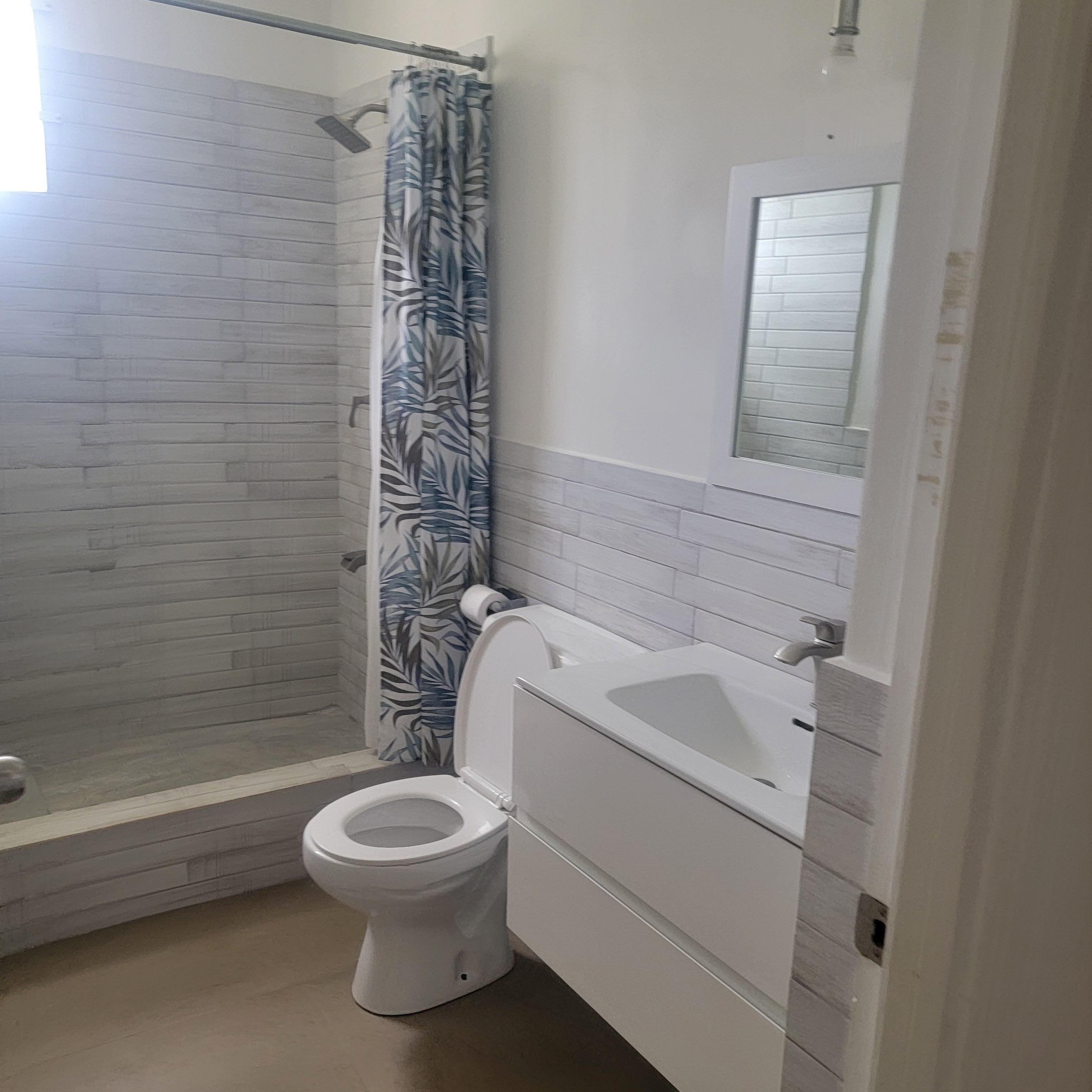 One of the two bathrooms. 