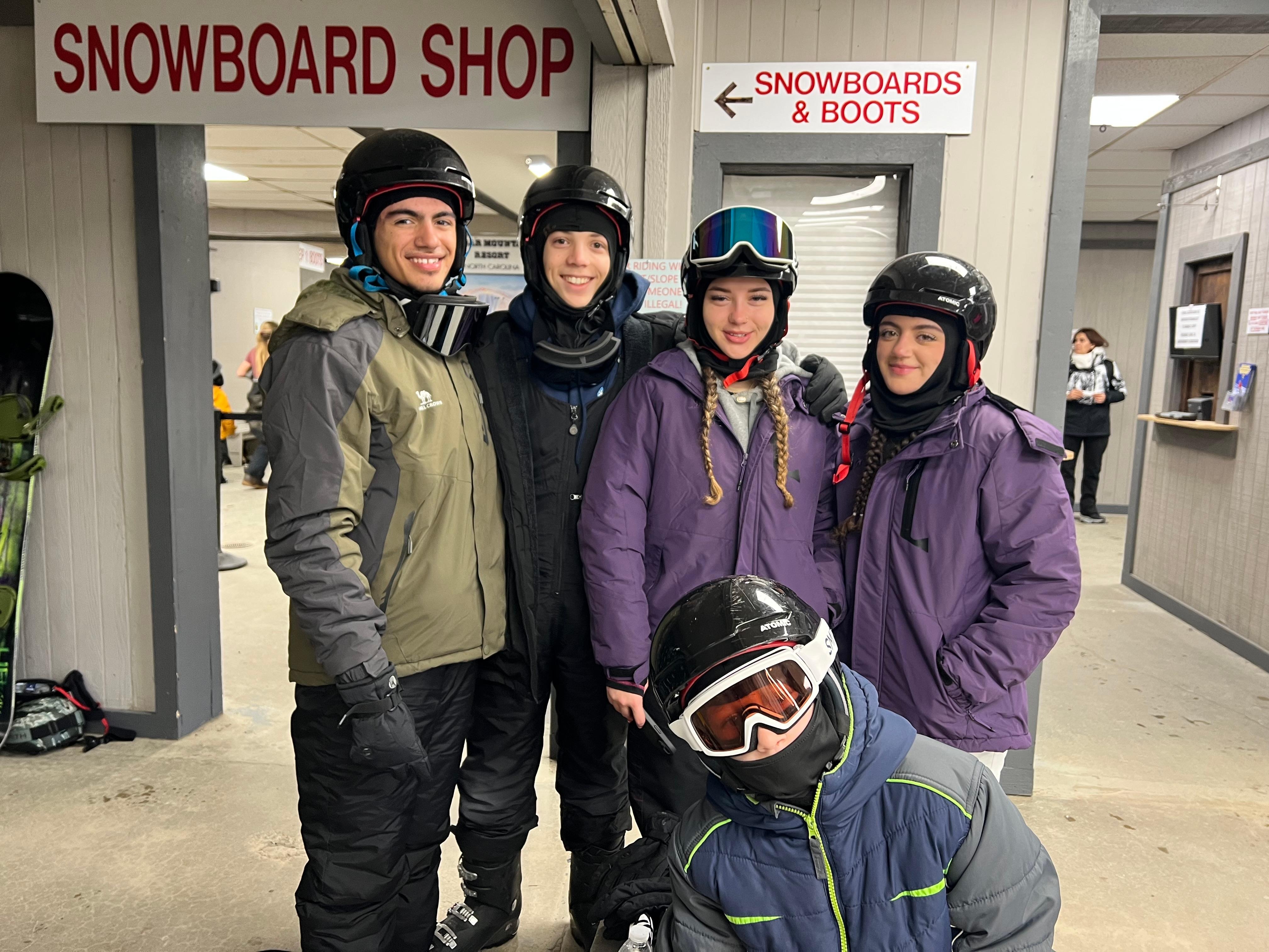 Grands getting ready to ski. 