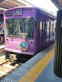 嵐電嵐山駅にて。