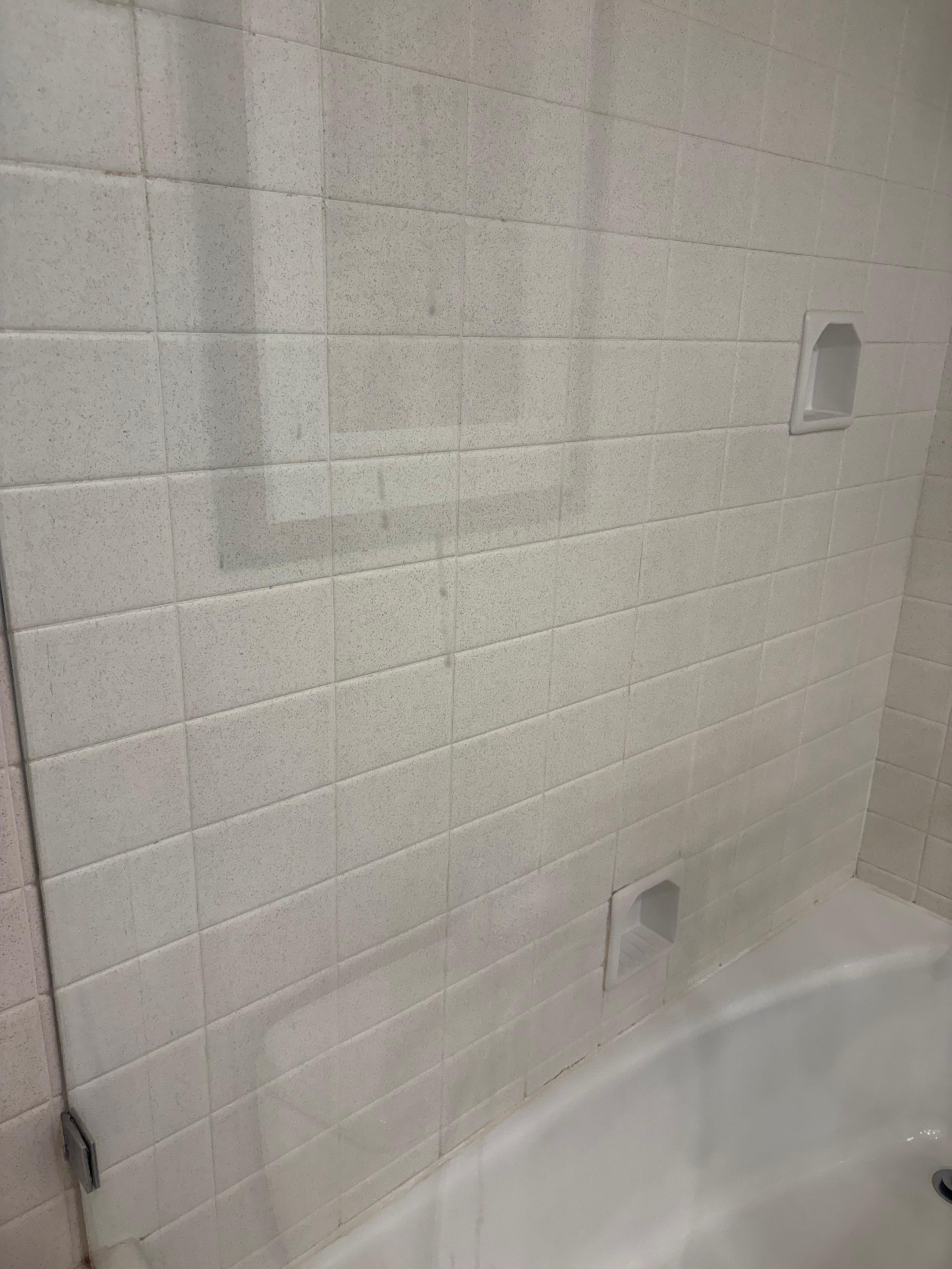 Soap residue from previous guest shower