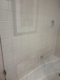 Soap residue from previous guest shower
