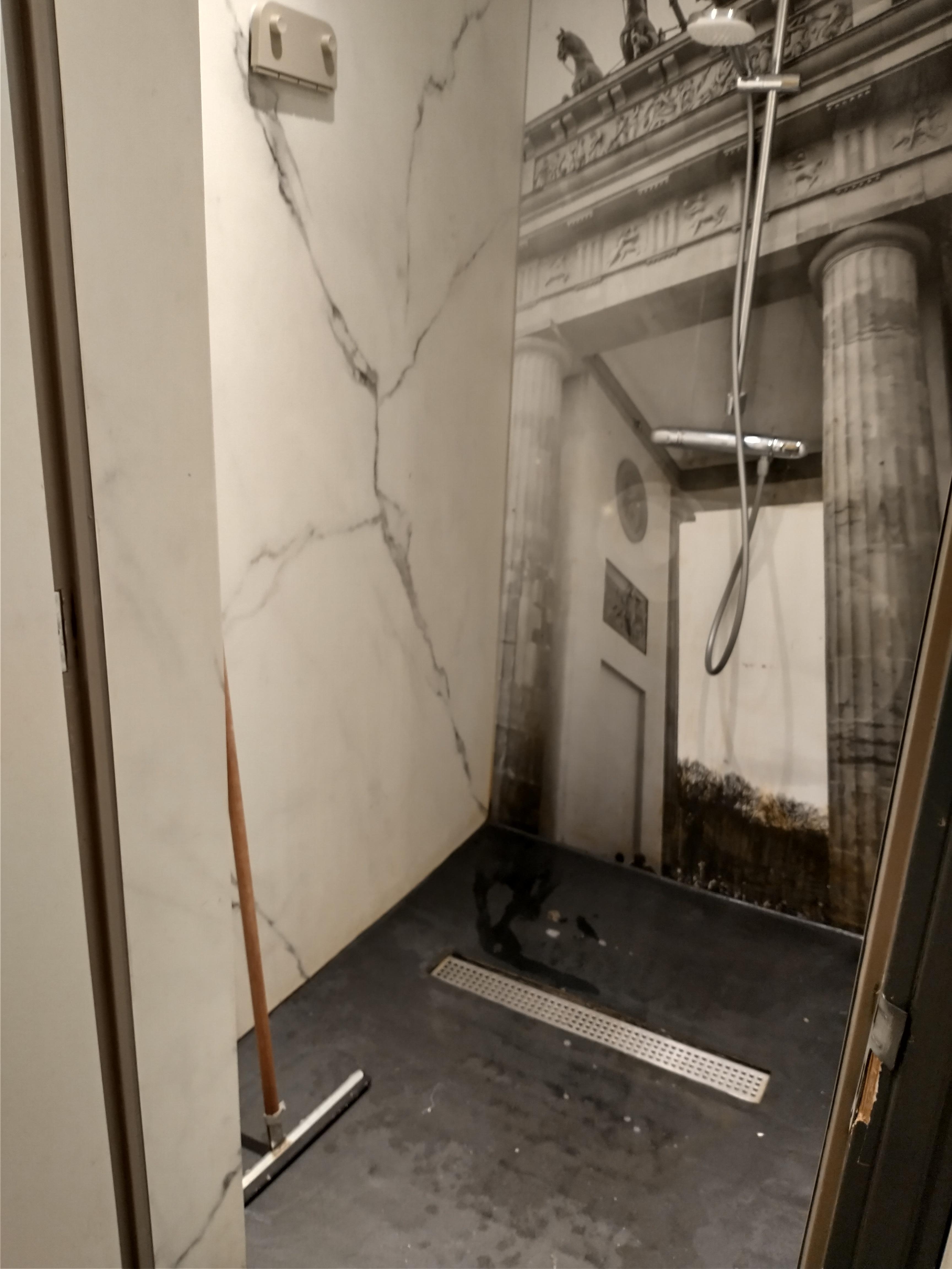 Shower and a lot of dirty smells. 