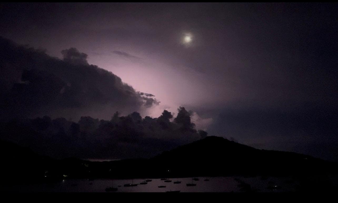 Evening under full moon’s glow.