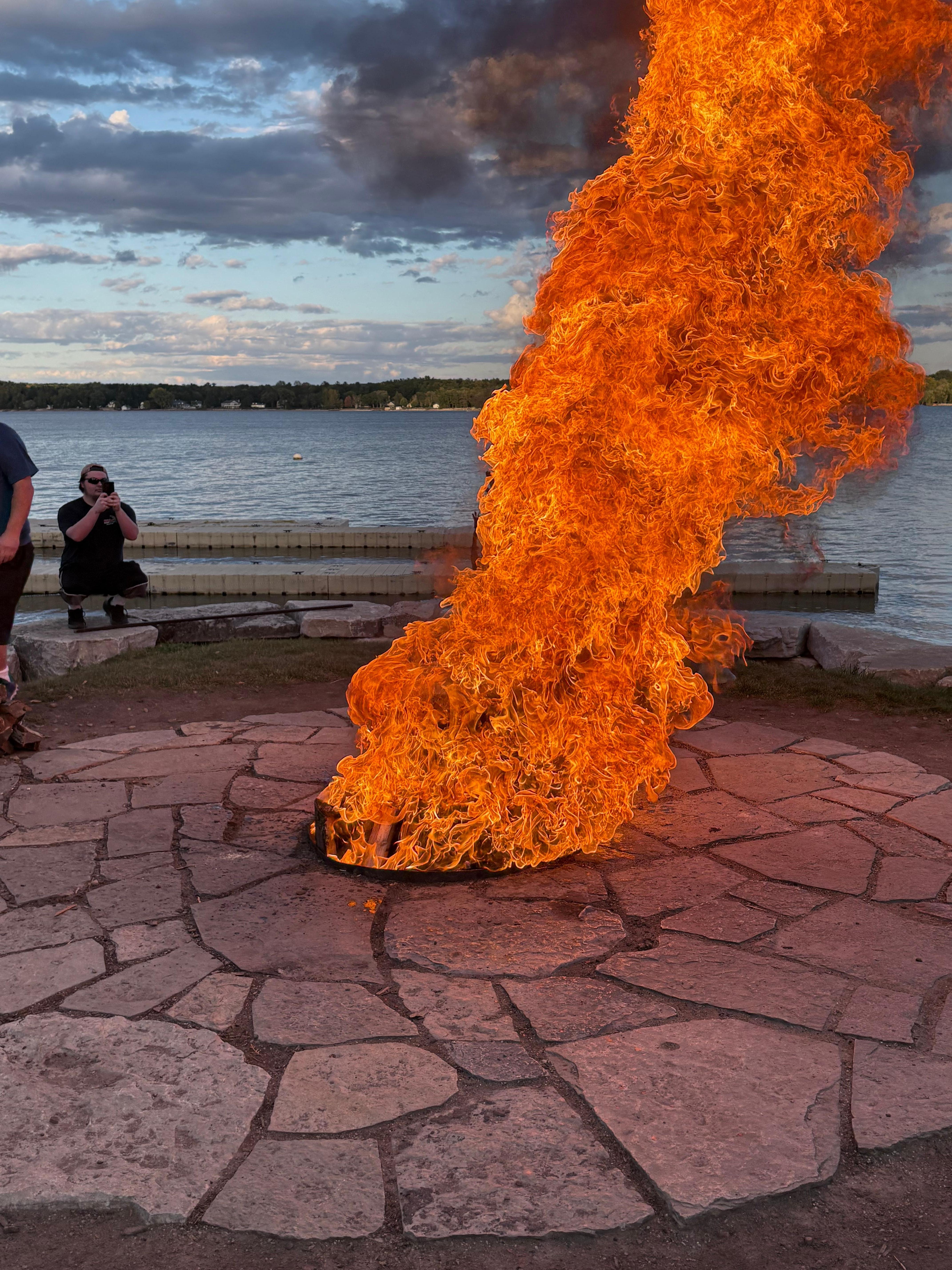 Fish boil dramatically entertaining for a simple fish,potatoes and carrots.cherry pie 