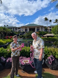 Leaving our welcome leis and bidding a somewhat sad but grateful farewell.