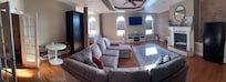 Panorama of the main area of the suite.