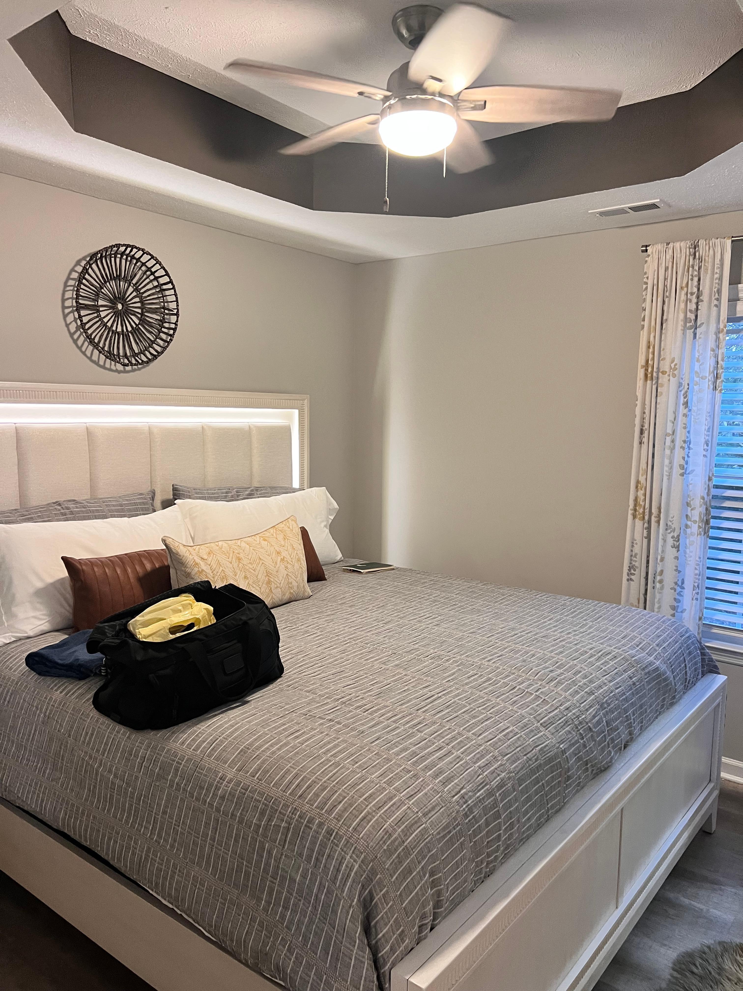 The lighted headboard was very cool and the mattress was very comfortable. 