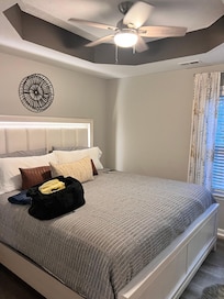 The lighted headboard was very cool and the mattress was very comfortable.