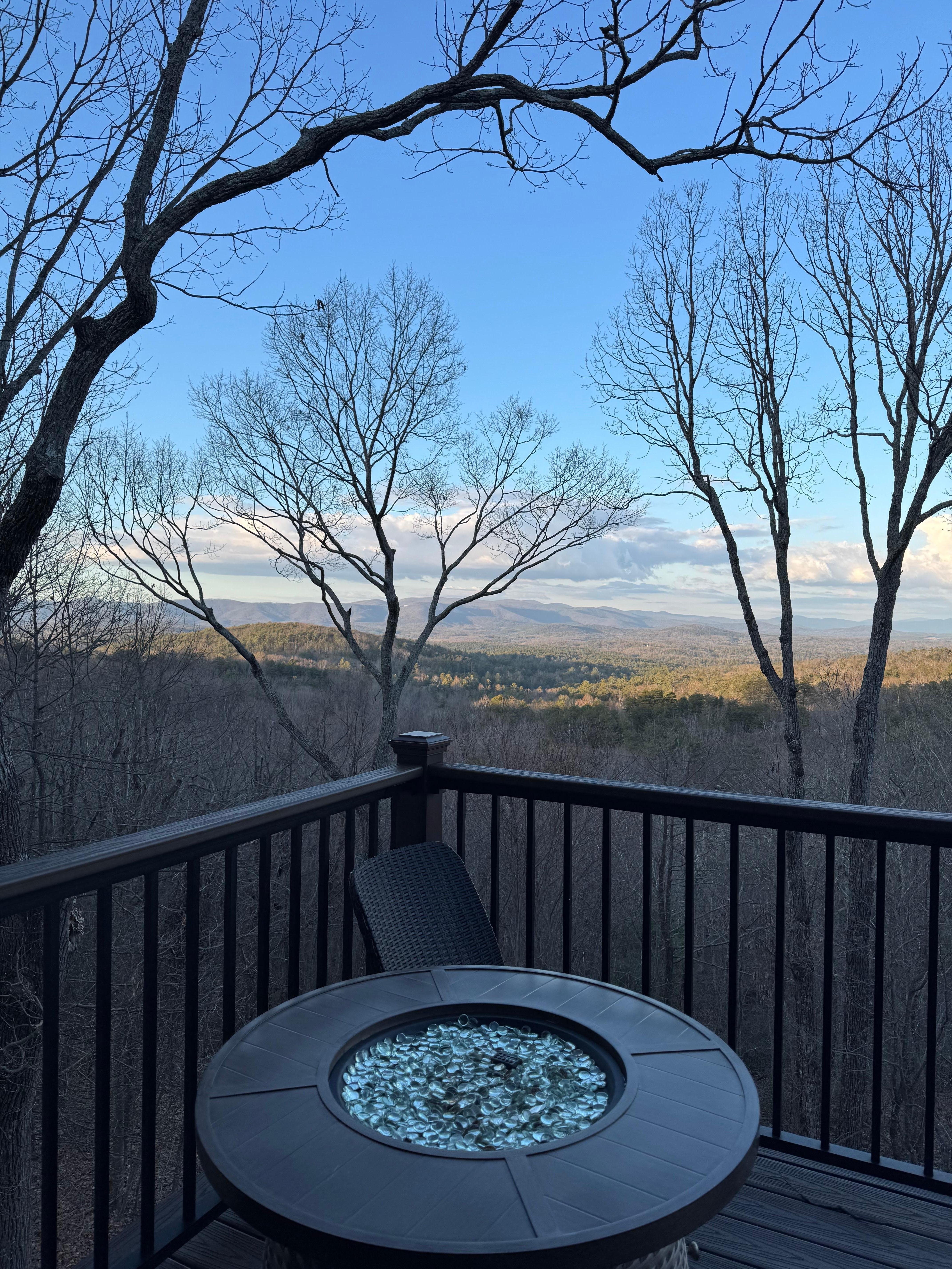 View from deck with fire pit