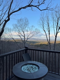 View from deck with fire pit