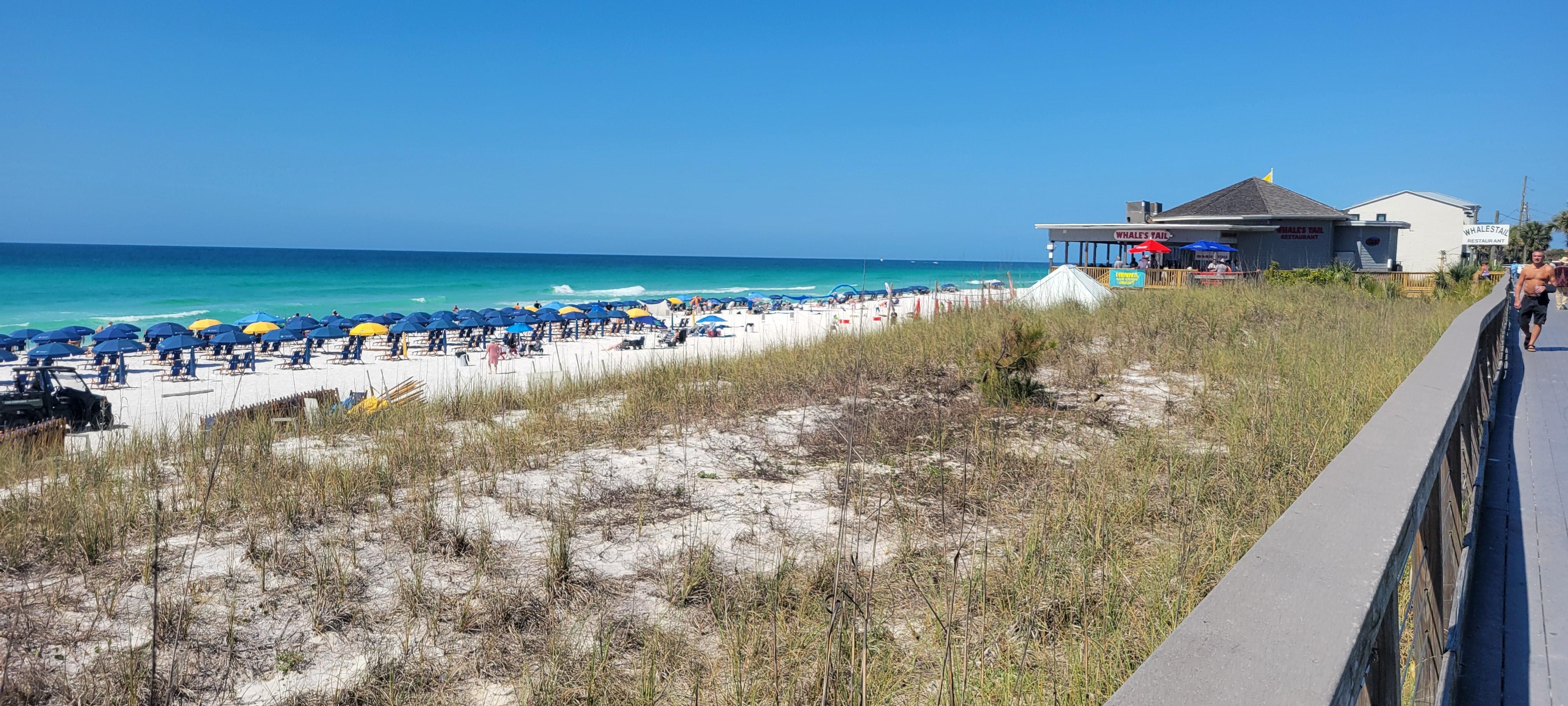 Miramar Beach and Whales Tail restaurant. 