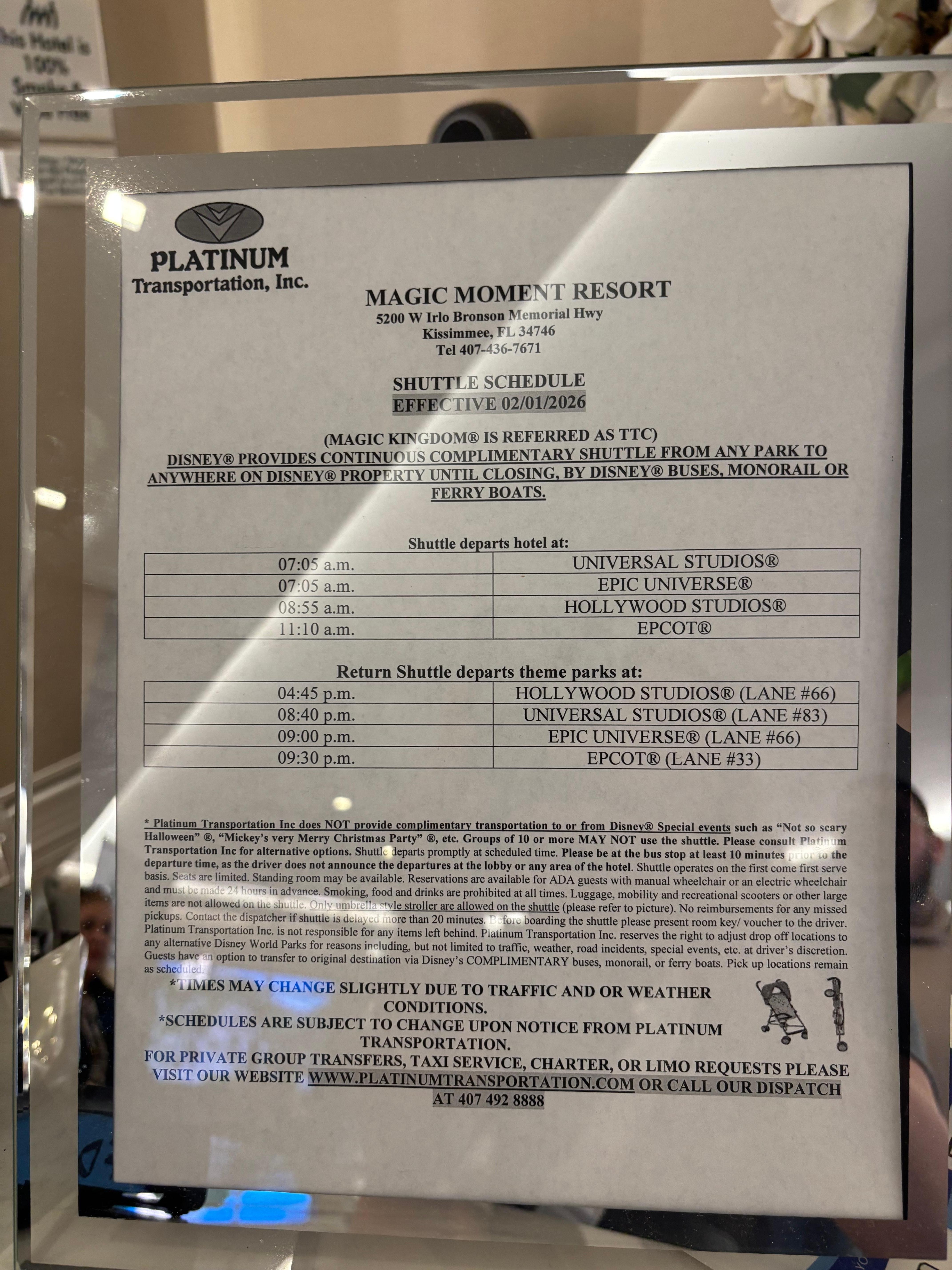 shuttle bus hours/service