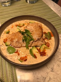 Swordfish with crab chowder