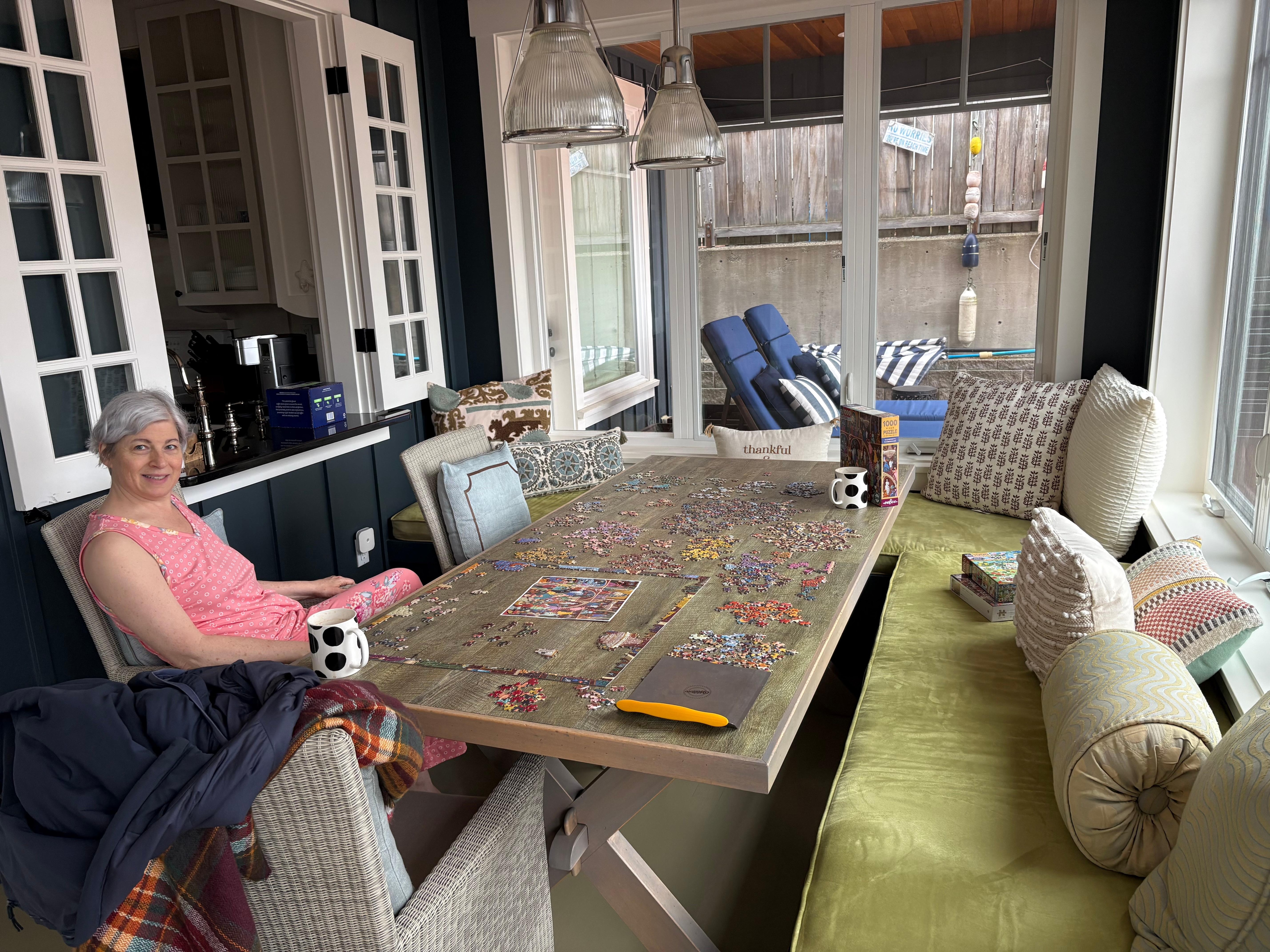 Building puzzles after pool time 