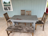 The actual patio at the beach house, covered in bird poop and chairs falling apart.