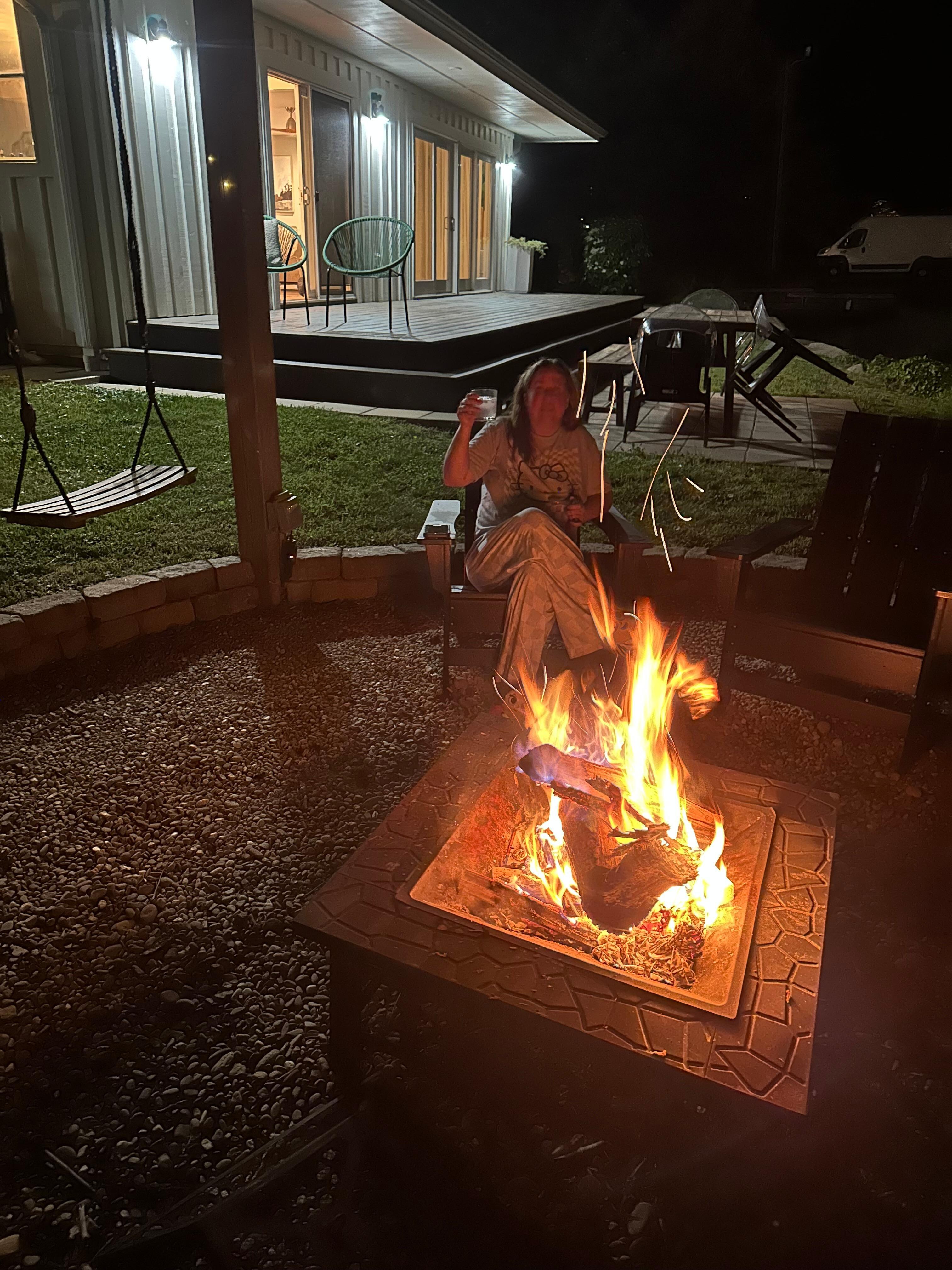 Good times great fire pit with swings with the river flowing through excellent Riverview 