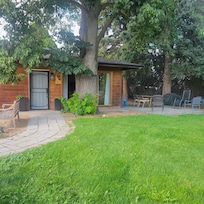 Entry door and patio area