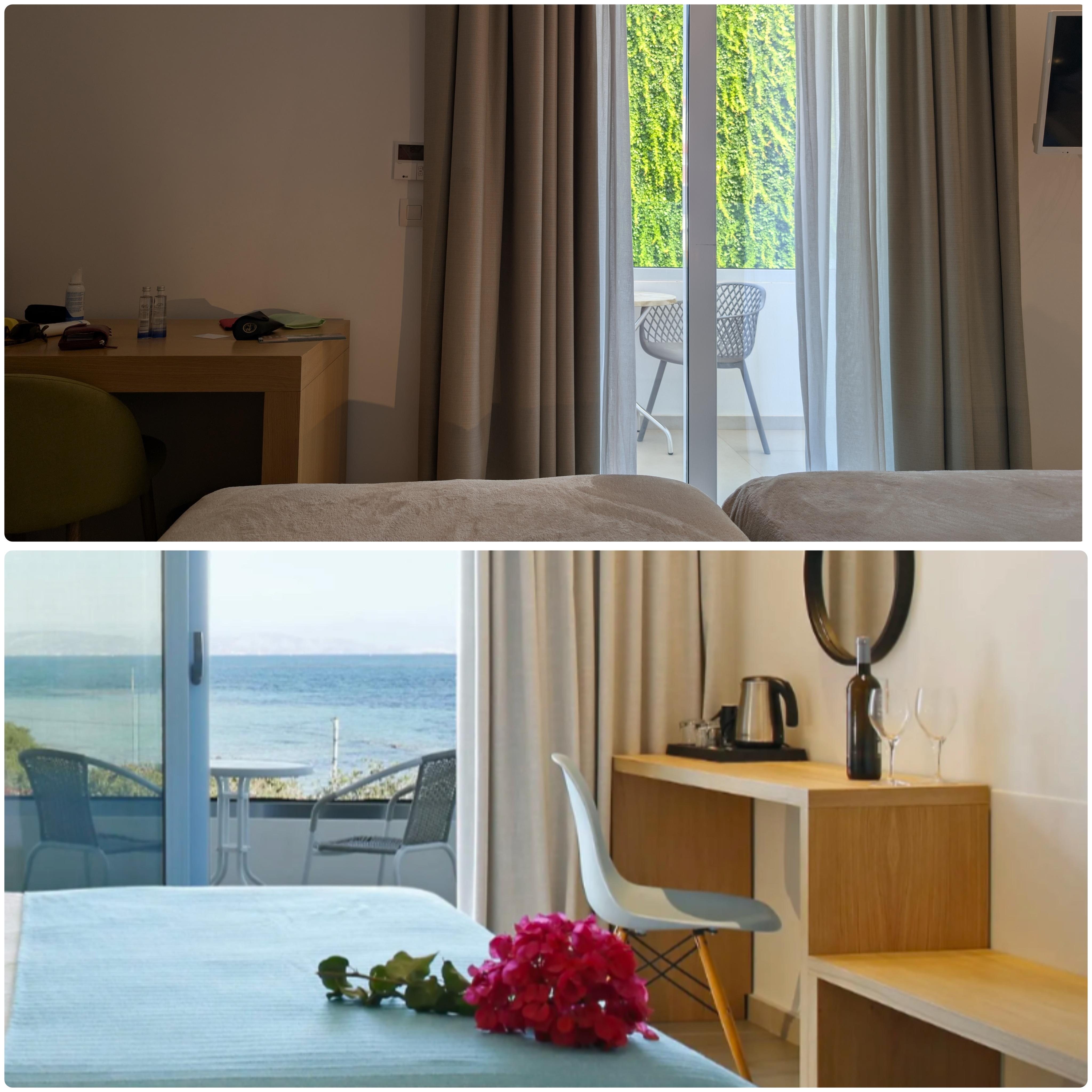 Advertised Vs reality - no sea visible from the bed, just a wall opposite covered in ivy