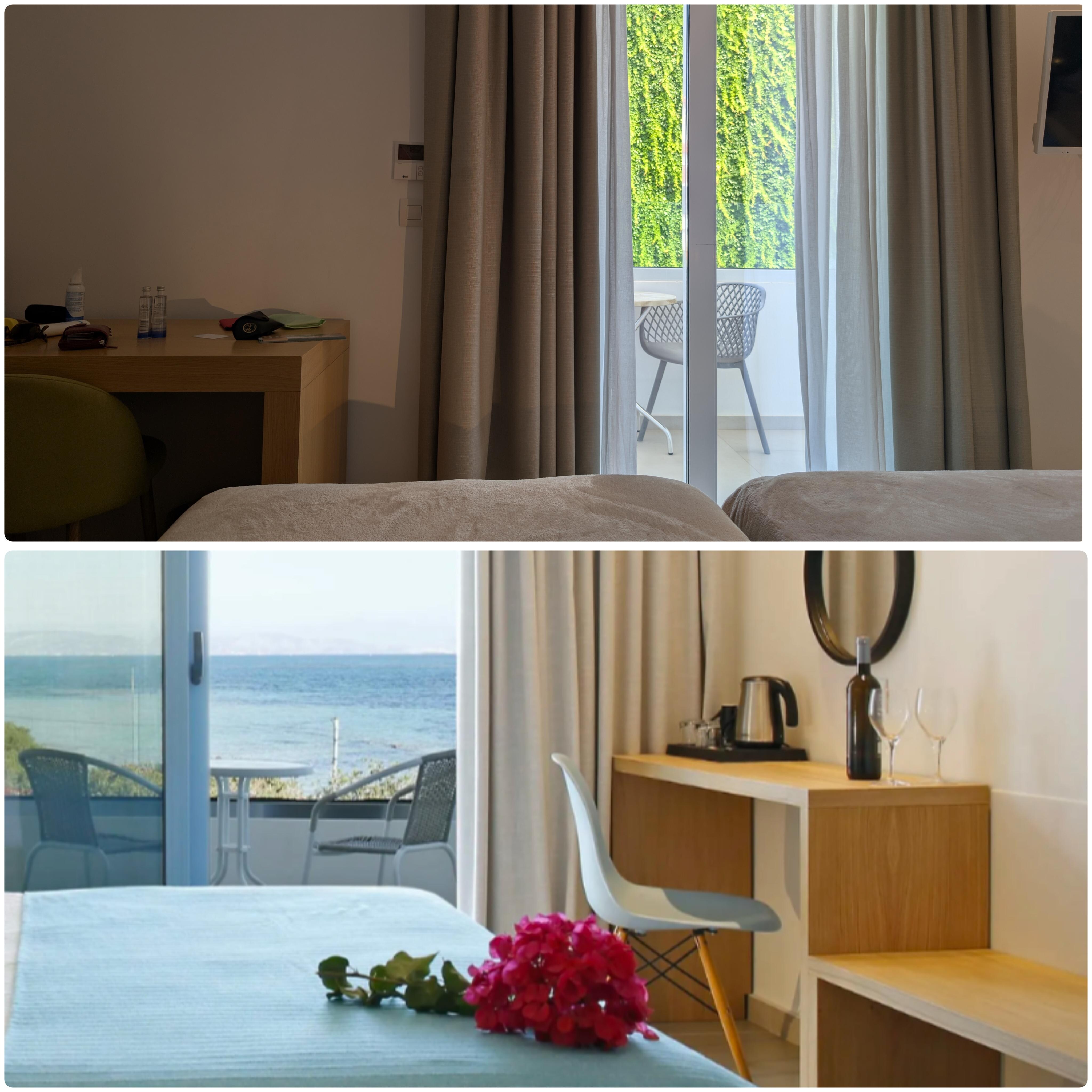 Advertised Vs reality - no sea visible from the bed, just a wall opposite covered in ivy
