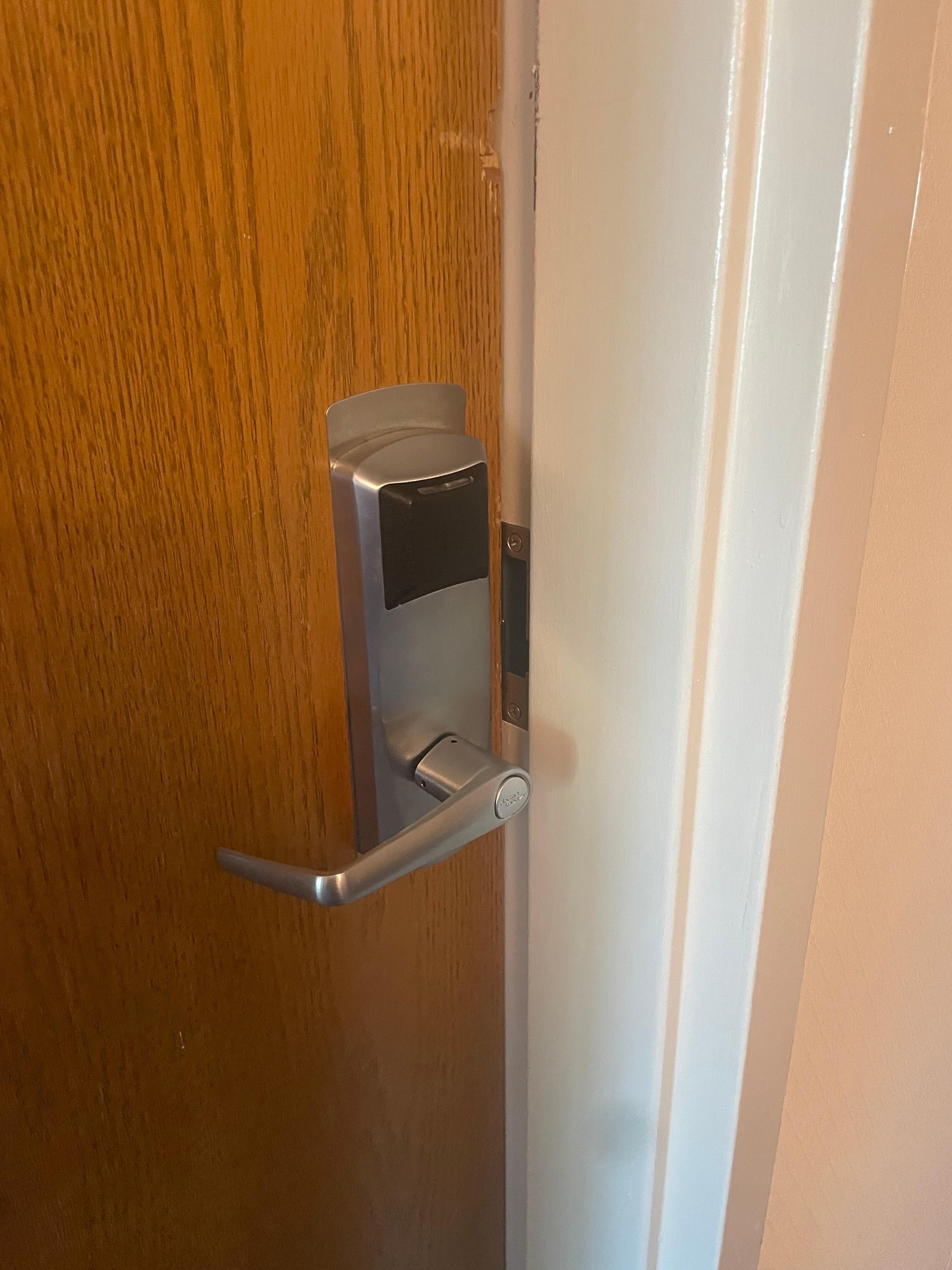 Door left ajar by maintenance. 