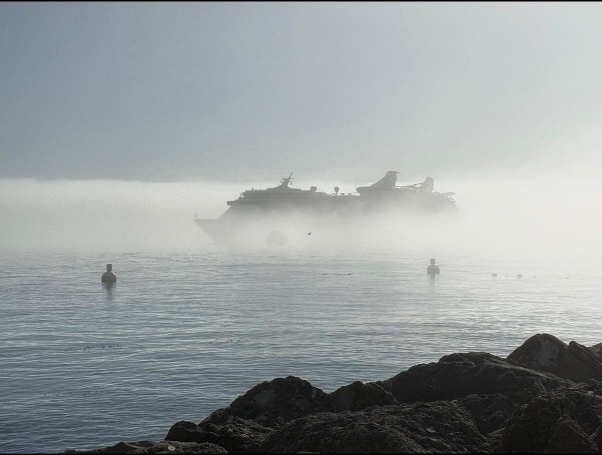 Cruise ship in the fog