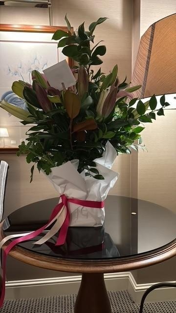 Flowers that I arranged delivered to my room.