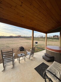 back yard and hot tub area