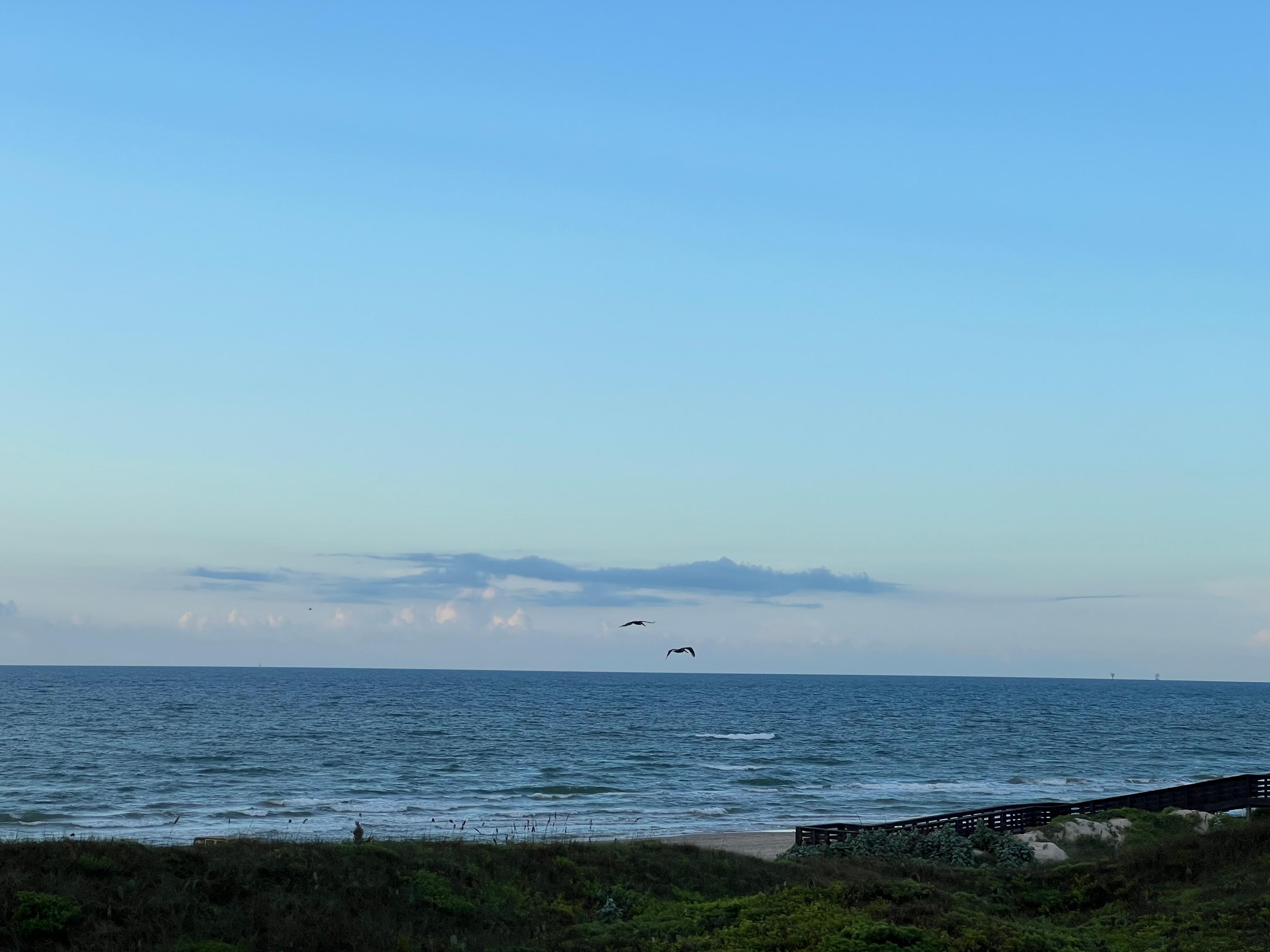 Beach view from balcony. 