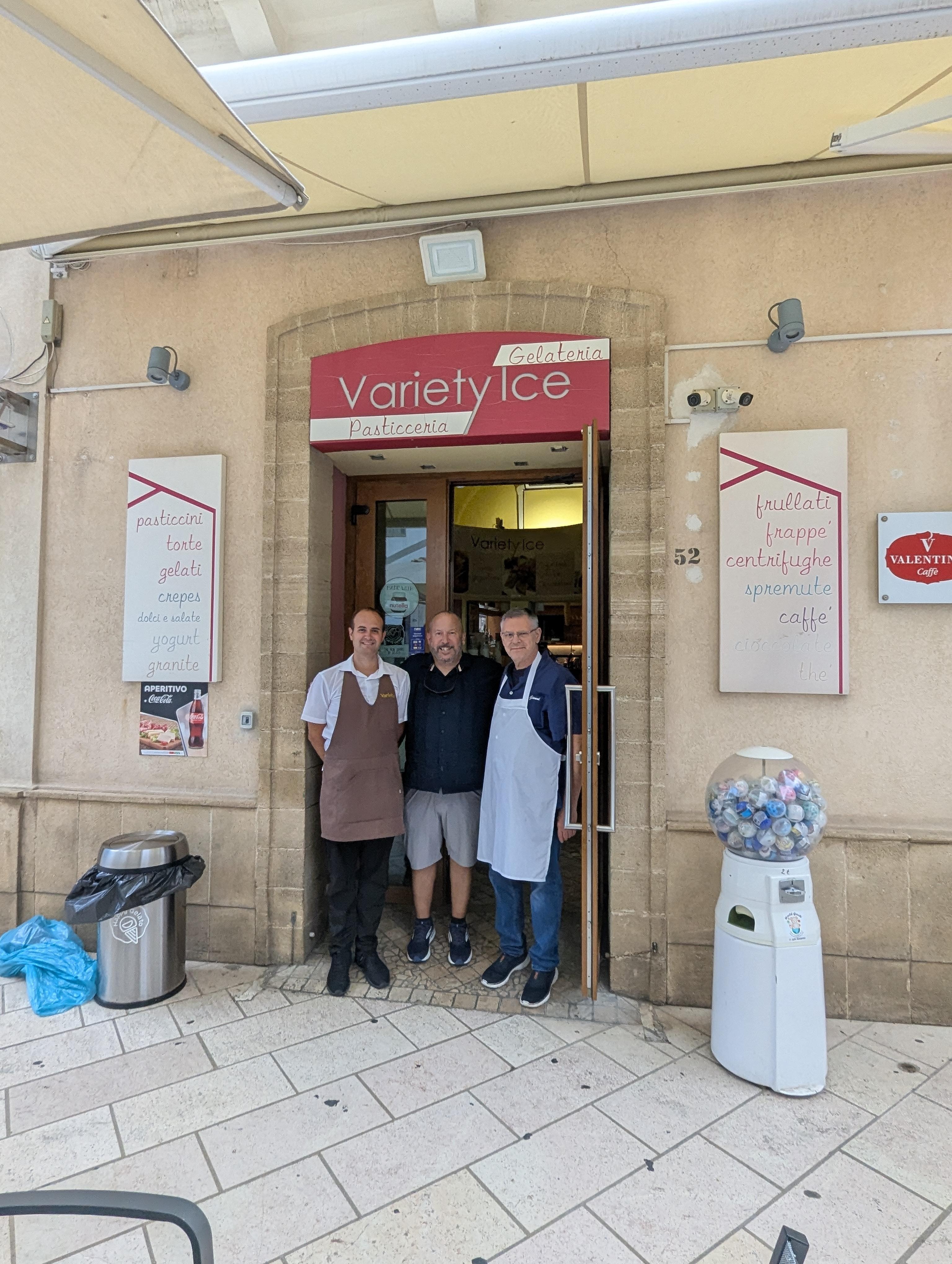 Best homemade gelato in Brindisi, maybe all of Italy is 1 minutes away. Just walk towards the harbor.