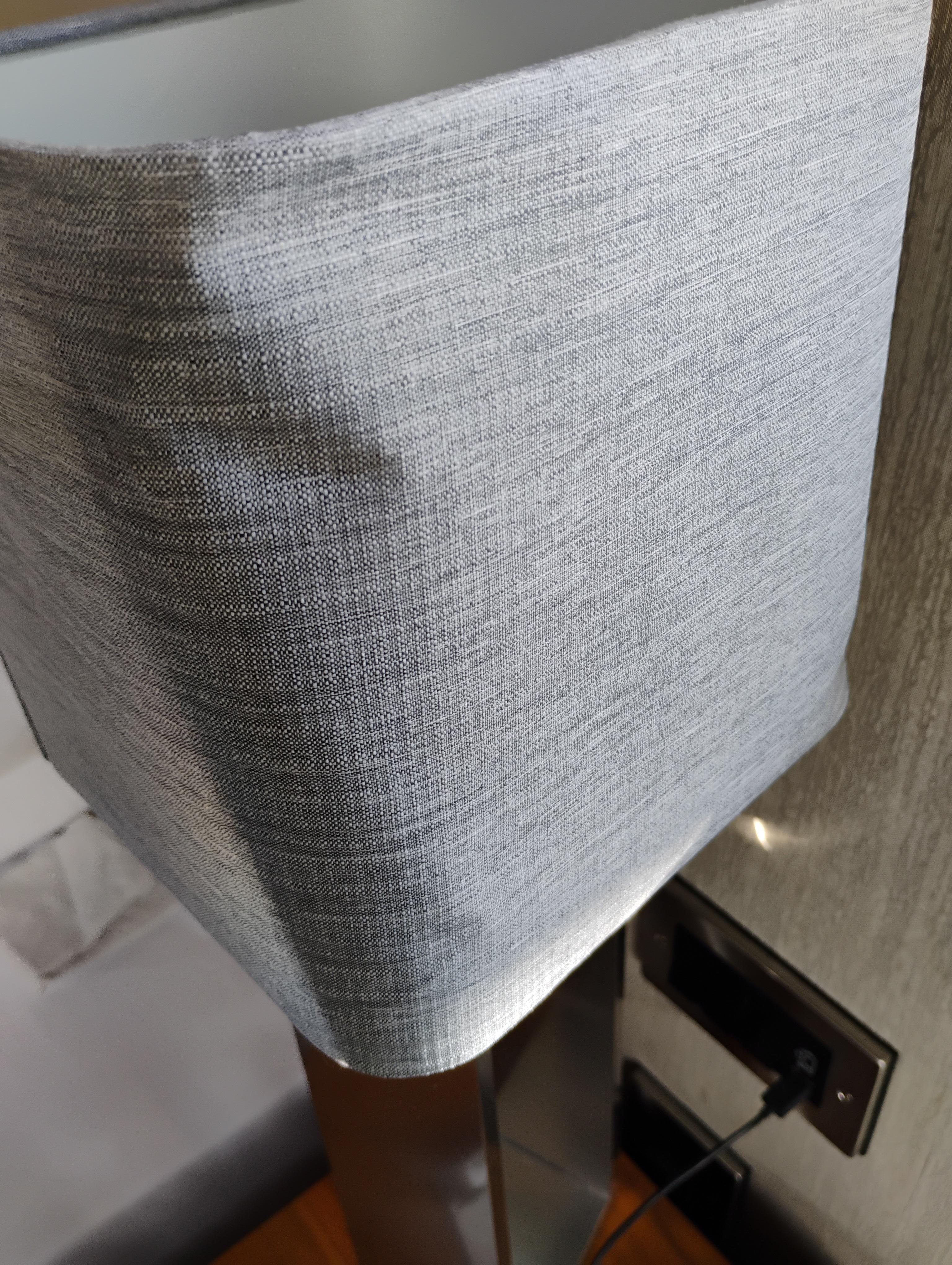 The bashed up lamp that arrived when we requested a bedside light!