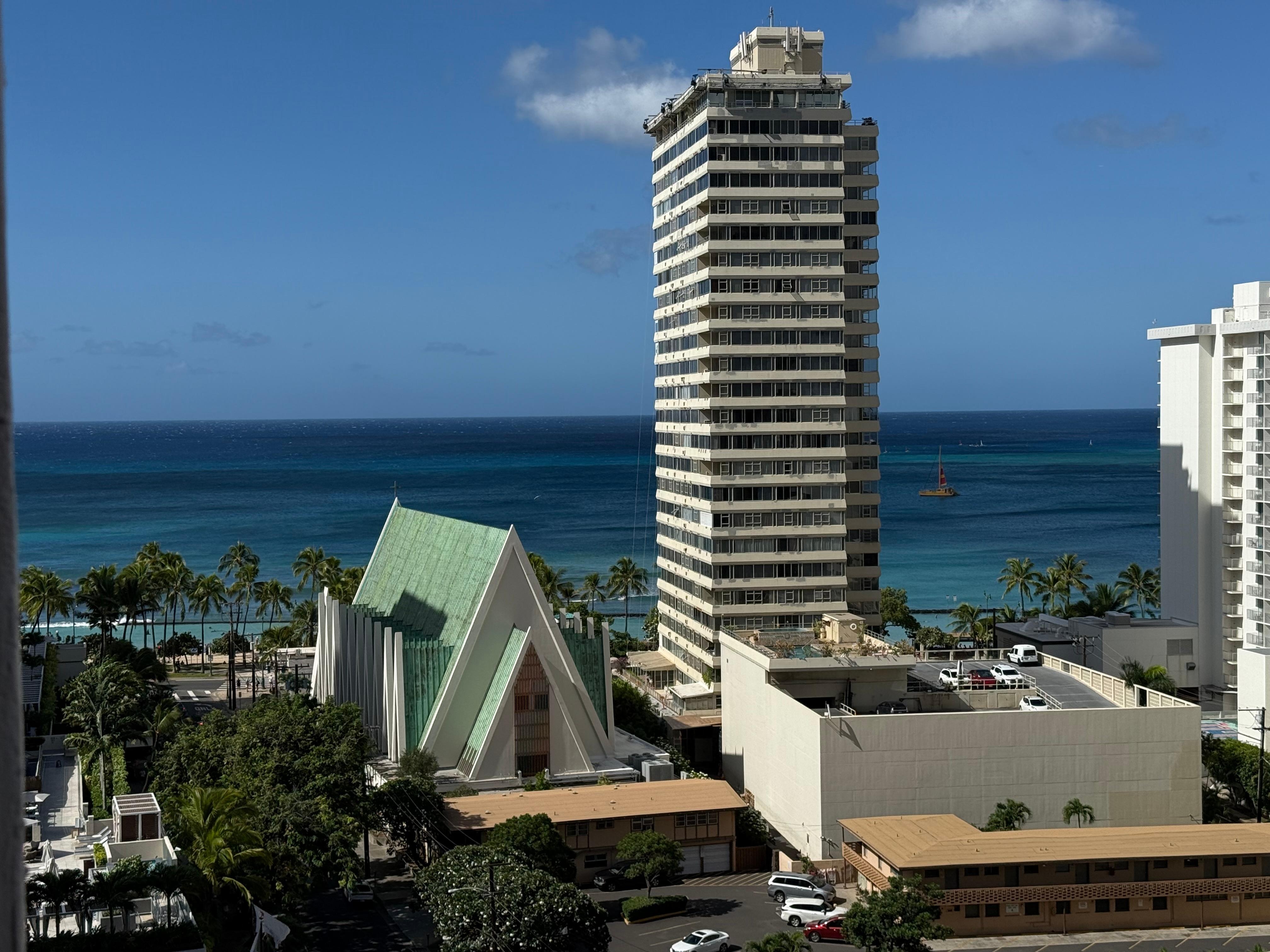 Looking to left from lanai is awesome blue. 