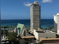 Looking to left from lanai is awesome blue.