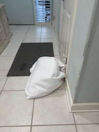 Fecal covered coverlet as we entered