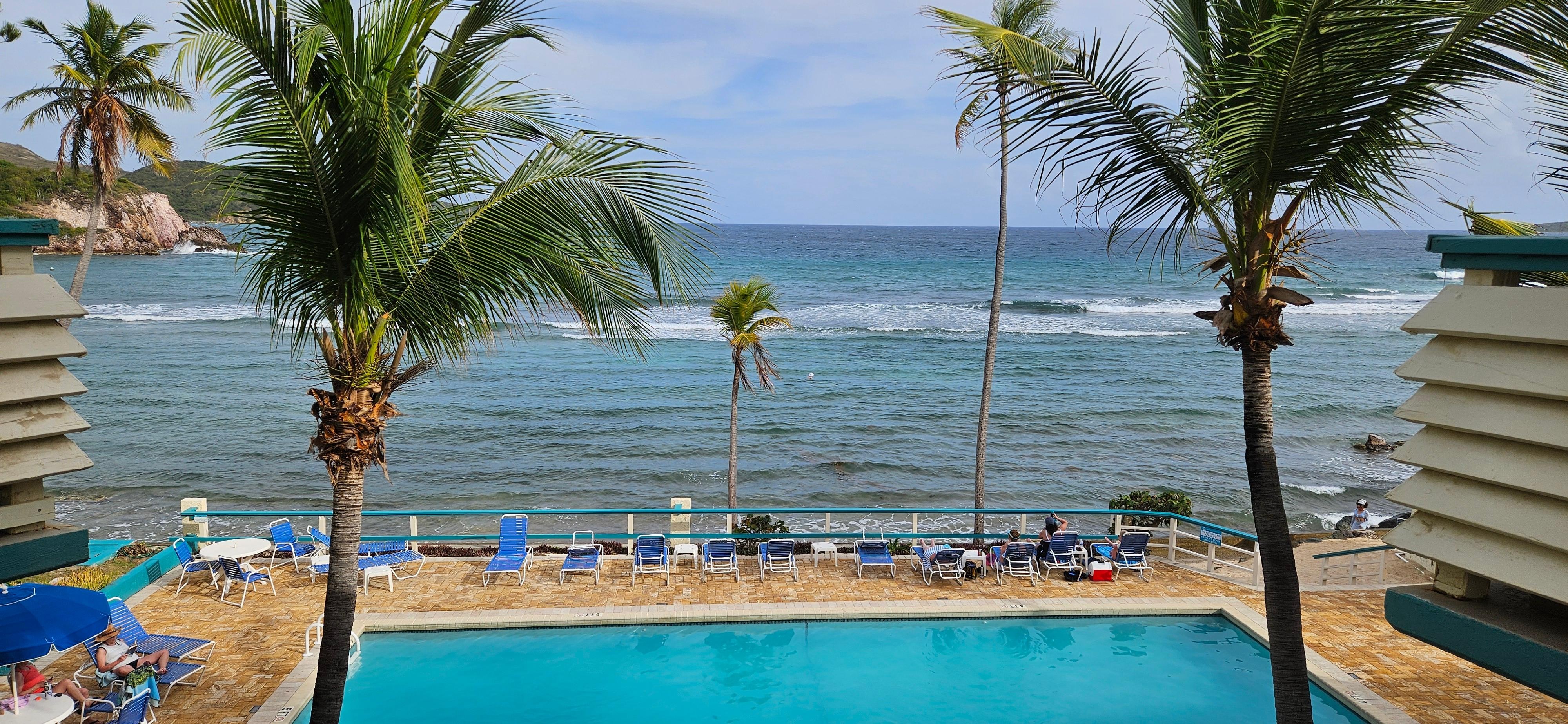 The view from the second floor walkway.  The ocean crashing was the daily background music.