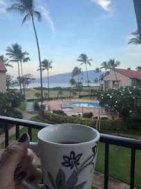 Having my morning coffee while enjoying the view.