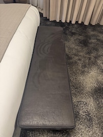 Super dusty benches at the foot of both beds
