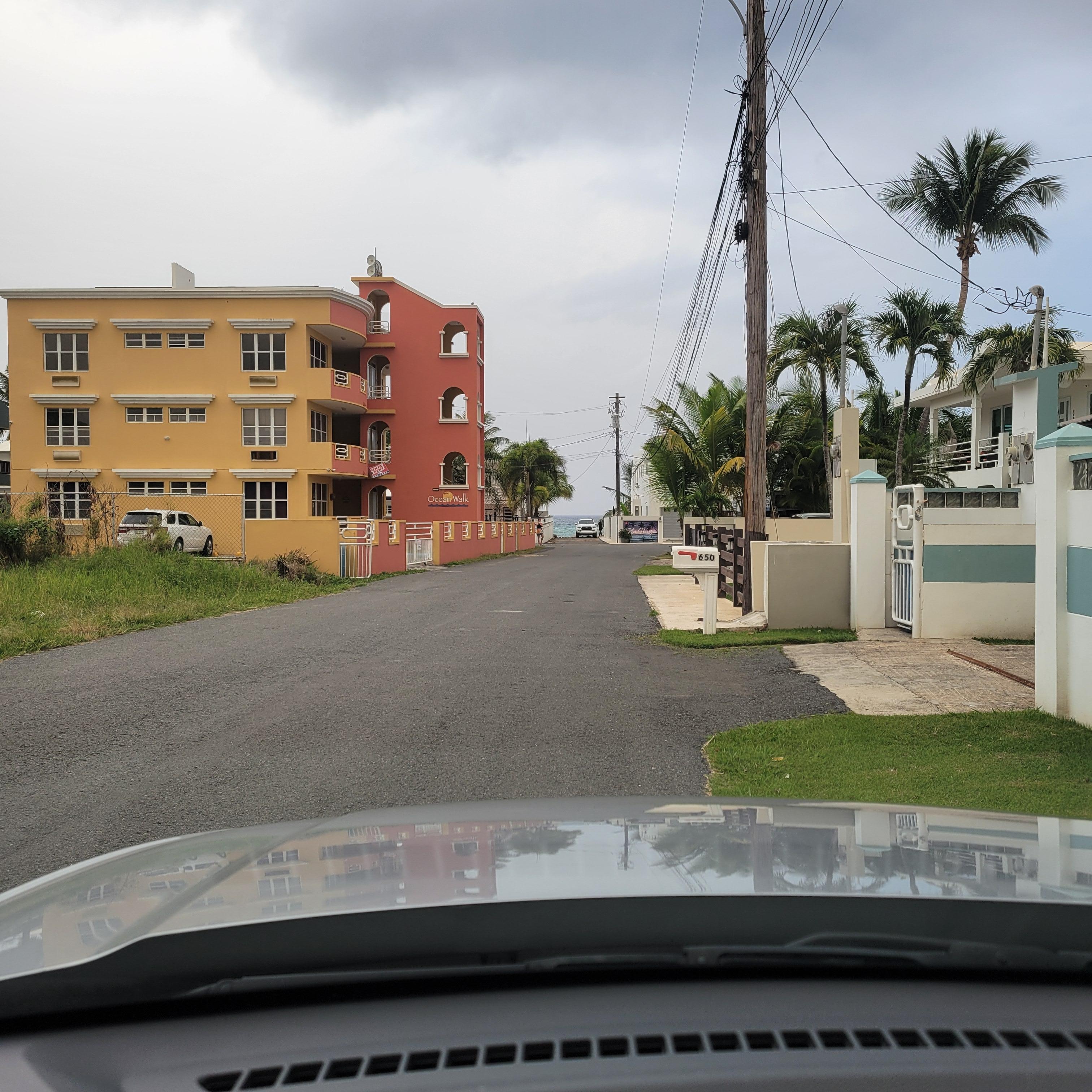 Entrance to the property on the right and the beach is just a little further.