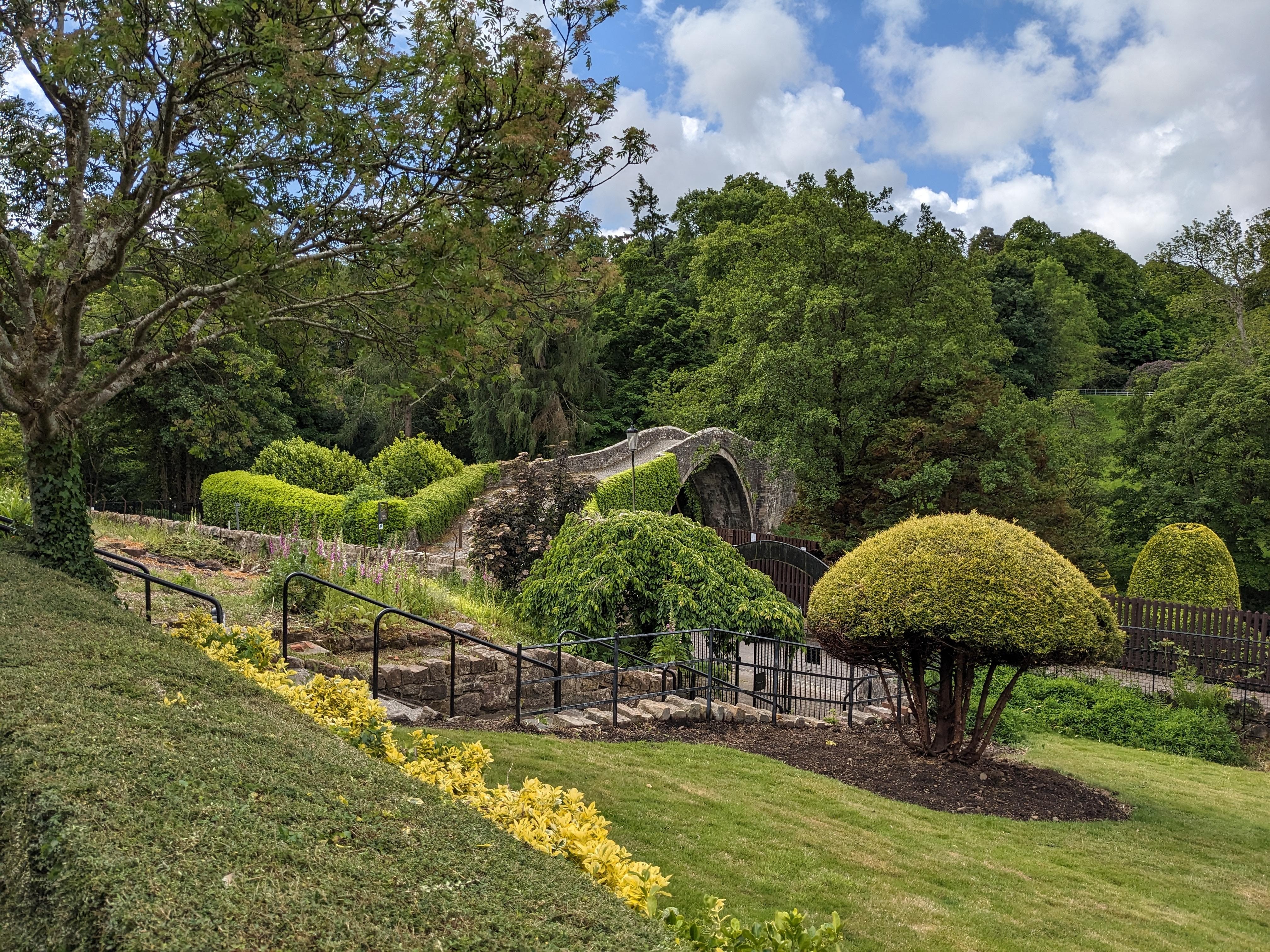Photo is - Brig O' Doon Bridge View from the Rabbie Burns memorial Garden. Next for to the Hotel.