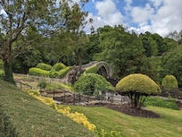 Photo is - Brig O' Doon Bridge View from the Rabbie Burns memorial Garden. Next for to the Hotel.