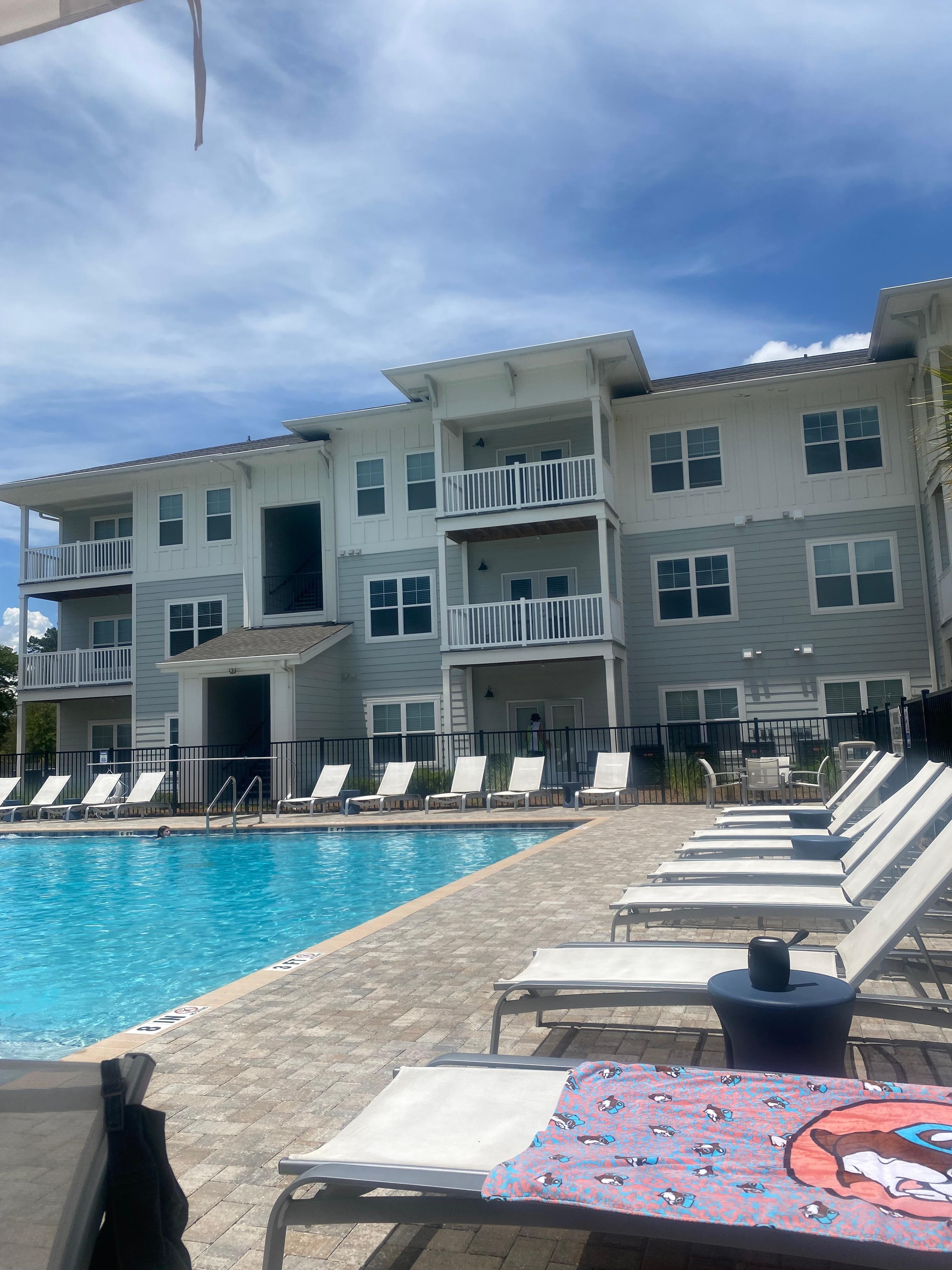 Relaxing by the pool