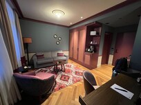 Beautiful living room with half bath