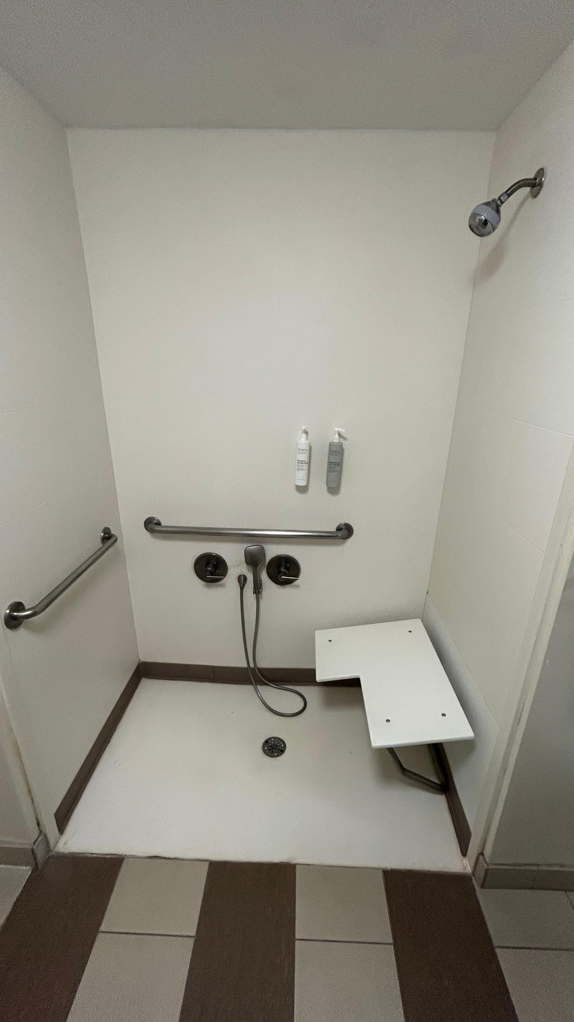 No curtain? Weird…Thankfully the door locked. 