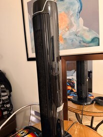 Only air in the room, fan placed on a table