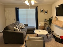 Comfortable seating with LOTS of pillows for the sofa