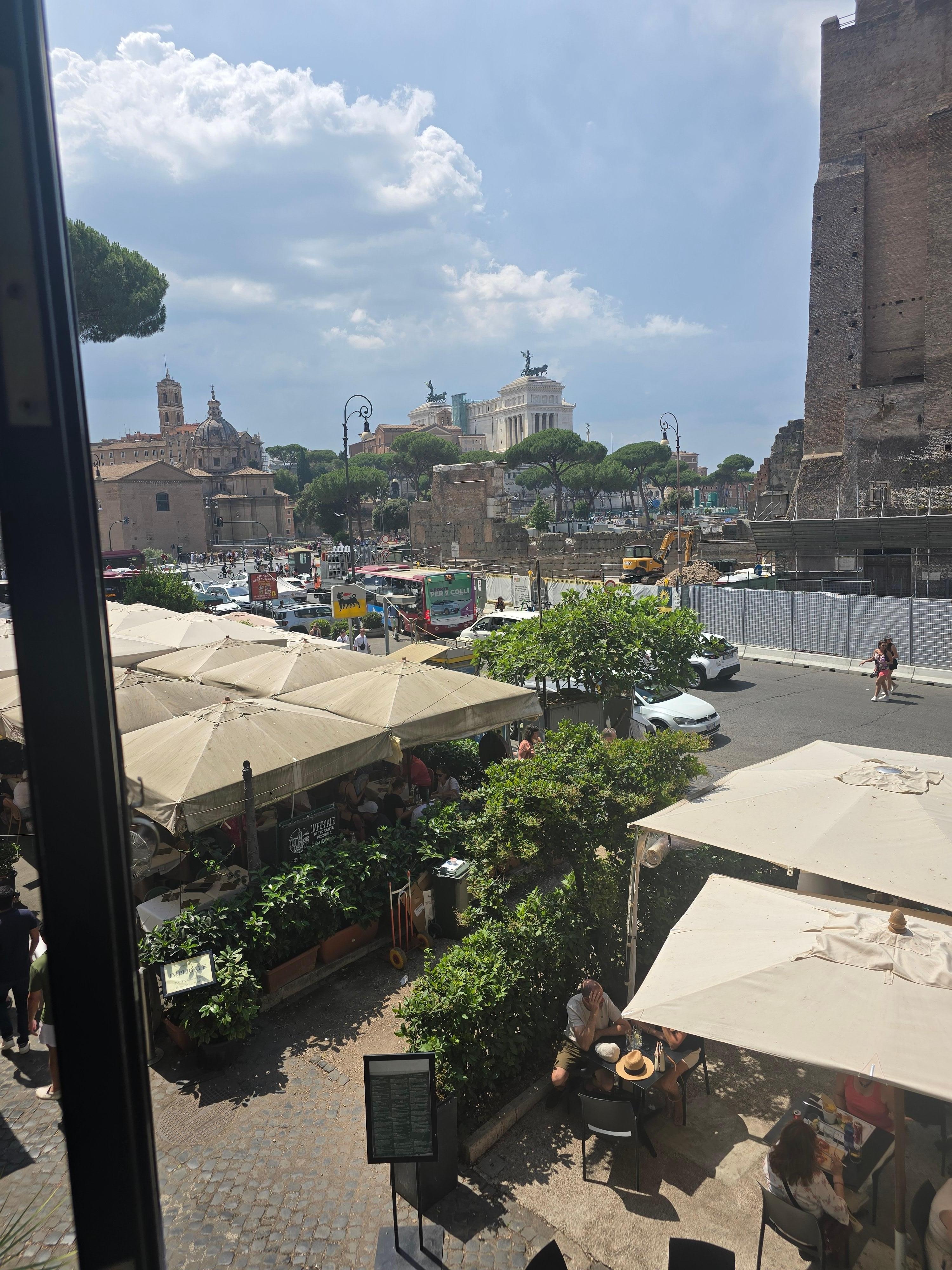 Looking out our window at the restaurants below and awesome scenery. 