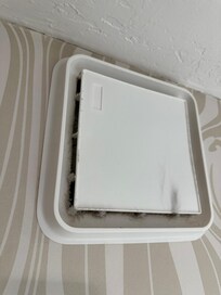 Filtro del bagno completamente pieno di polvere