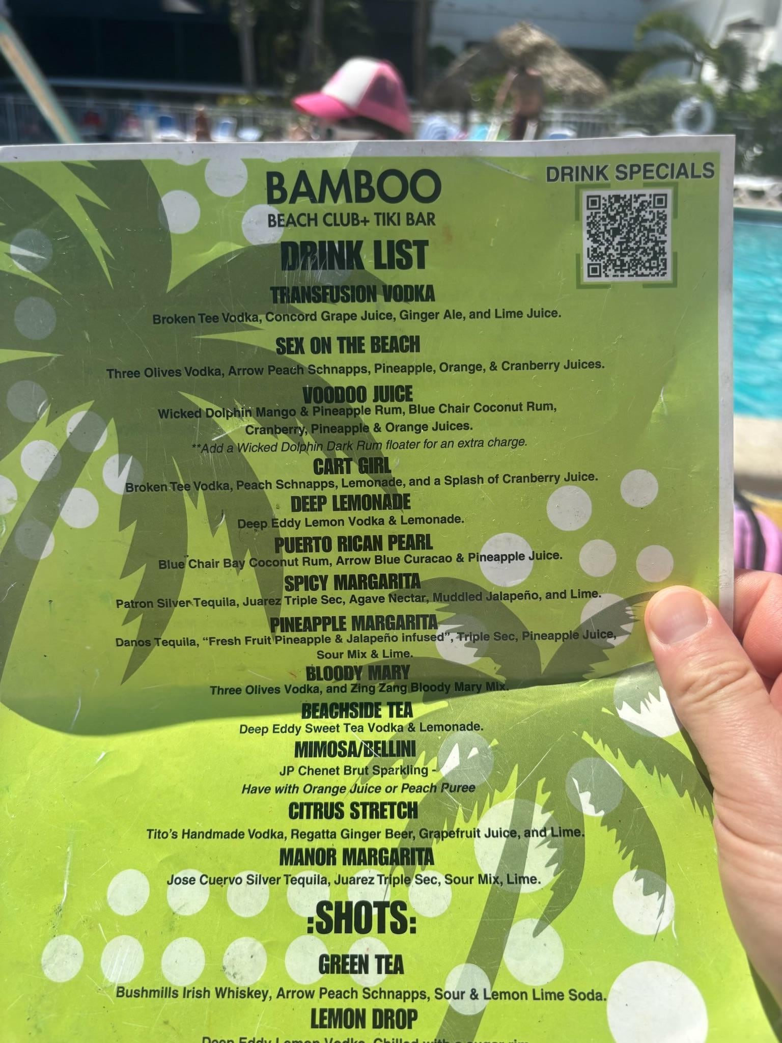 Tiki bar drink list