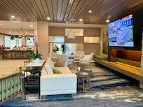 Section of the main lobby, and breakfast area in the far back.